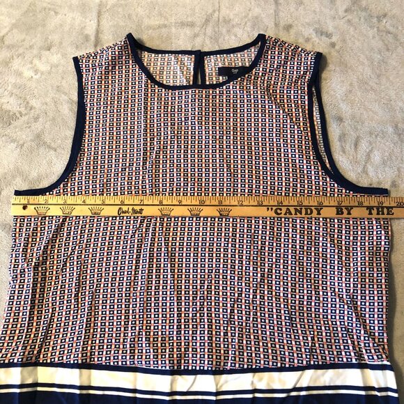 Gap Tank Top Womens Medium Keyhole Back Blue Geometric Sleeveless Blouse Shirt - Picture 3 of 16